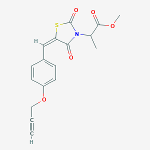 molecular formula C17H15NO5S B424749 methyl 2-{(5E)-2,4-dioxo-5-[4-(prop-2-yn-1-yloxy)benzylidene]-1,3-thiazolidin-3-yl}propanoate 
