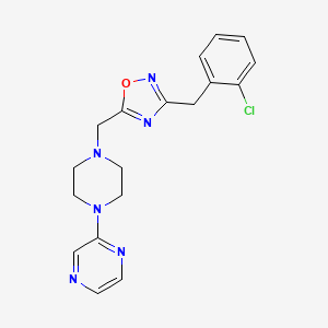 molecular formula C18H19ClN6O B4247491 2-(4-{[3-(2-chlorobenzyl)-1,2,4-oxadiazol-5-yl]methyl}-1-piperazinyl)pyrazine 