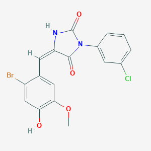 molecular formula C17H12BrClN2O4 B424750 (5E)-5-(2-bromo-4-hydroxy-5-methoxybenzylidene)-3-(3-chlorophenyl)imidazolidine-2,4-dione 