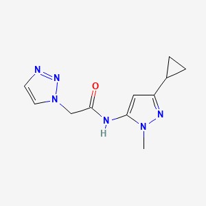 molecular formula C11H14N6O B4247513 N-(5-cyclopropyl-2-methylpyrazol-3-yl)-2-(triazol-1-yl)acetamide 