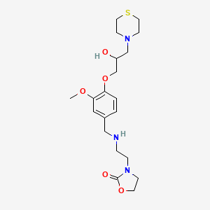 molecular formula C20H31N3O5S B4247531 3-[2-[[4-(2-hydroxy-3-thiomorpholin-4-ylpropoxy)-3-methoxyphenyl]methylamino]ethyl]-1,3-oxazolidin-2-one 