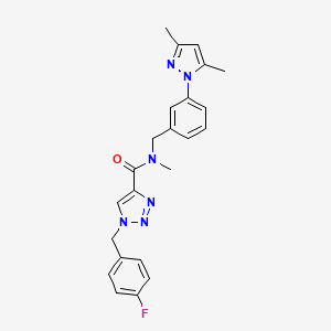 molecular formula C23H23FN6O B4247555 N-[3-(3,5-dimethyl-1H-pyrazol-1-yl)benzyl]-1-(4-fluorobenzyl)-N-methyl-1H-1,2,3-triazole-4-carboxamide 