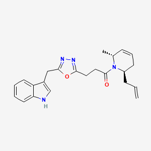 3-[(5-{3-[(2R*,6R*)-2-allyl-6-methyl-3,6-dihydro-1(2H)-pyridinyl]-3-oxopropyl}-1,3,4-oxadiazol-2-yl)methyl]-1H-indole