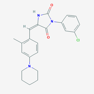 molecular formula C22H22ClN3O2 B424757 3-(3-Chlorophenyl)-5-[2-methyl-4-(1-piperidinyl)benzylidene]-2,4-imidazolidinedione 