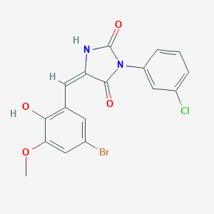 molecular formula C17H12BrClN2O4 B424762 5-(5-Bromo-2-hydroxy-3-methoxybenzylidene)-3-(3-chlorophenyl)-2,4-imidazolidinedione 