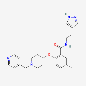 molecular formula C24H29N5O2 B4247627 5-methyl-N-[2-(1H-pyrazol-4-yl)ethyl]-2-[1-(pyridin-4-ylmethyl)piperidin-4-yl]oxybenzamide 