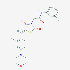 molecular formula C24H25N3O4S B424763 2-{(5Z)-5-[2-methyl-4-(morpholin-4-yl)benzylidene]-2,4-dioxo-1,3-thiazolidin-3-yl}-N-(3-methylphenyl)acetamide 