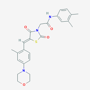 molecular formula C25H27N3O4S B424768 N-(3,4-dimethylphenyl)-2-{(5Z)-5-[2-methyl-4-(morpholin-4-yl)benzylidene]-2,4-dioxo-1,3-thiazolidin-3-yl}acetamide 