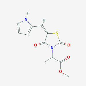 molecular formula C13H14N2O4S B424770 methyl 2-{(5E)-5-[(1-methyl-1H-pyrrol-2-yl)methylidene]-2,4-dioxo-1,3-thiazolidin-3-yl}propanoate 