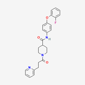 molecular formula C26H26FN3O3 B4247701 N-[4-(2-fluorophenoxy)phenyl]-1-[3-(2-pyridinyl)propanoyl]-4-piperidinecarboxamide 