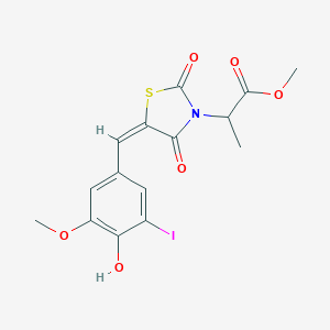 molecular formula C15H14INO6S B424772 methyl 2-[(5E)-5-(4-hydroxy-3-iodo-5-methoxybenzylidene)-2,4-dioxo-1,3-thiazolidin-3-yl]propanoate 