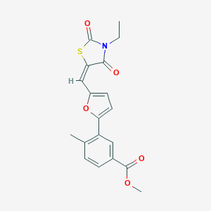 molecular formula C19H17NO5S B424773 Methyl 3-{5-[(3-ethyl-2,4-dioxo-1,3-thiazolidin-5-ylidene)methyl]-2-furyl}-4-methylbenzoate 