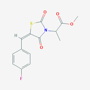 molecular formula C14H12FNO4S B424775 methyl 2-[(5E)-5-(4-fluorobenzylidene)-2,4-dioxo-1,3-thiazolidin-3-yl]propanoate 