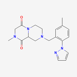 molecular formula C19H23N5O2 B4247754 2-methyl-8-[5-methyl-2-(1H-pyrazol-1-yl)benzyl]tetrahydro-2H-pyrazino[1,2-a]pyrazine-1,4(3H,6H)-dione 