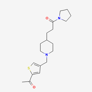 molecular formula C19H28N2O2S B4247761 1-[4-({4-[3-oxo-3-(1-pyrrolidinyl)propyl]-1-piperidinyl}methyl)-2-thienyl]ethanone 