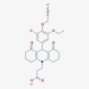 molecular formula C27H28BrNO6 B424778 3-{9-[3-bromo-5-ethoxy-4-(prop-2-yn-1-yloxy)phenyl]-1,8-dioxo-2,3,4,5,6,7,8,9-octahydroacridin-10(1H)-yl}propanoic acid 