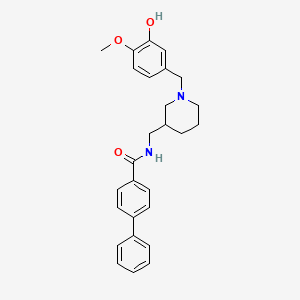 molecular formula C27H30N2O3 B4247822 N-{[1-(3-hydroxy-4-methoxybenzyl)-3-piperidinyl]methyl}-4-biphenylcarboxamide 