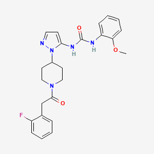 molecular formula C24H26FN5O3 B4247863 N-(1-{1-[(2-fluorophenyl)acetyl]-4-piperidinyl}-1H-pyrazol-5-yl)-N'-(2-methoxyphenyl)urea 