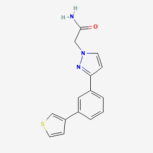 molecular formula C15H13N3OS B4247873 2-{3-[3-(3-thienyl)phenyl]-1H-pyrazol-1-yl}acetamide 