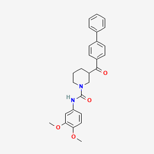 molecular formula C27H28N2O4 B4247874 3-(4-biphenylylcarbonyl)-N-(3,4-dimethoxyphenyl)-1-piperidinecarboxamide 