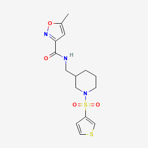 5-methyl-N-[(1-thiophen-3-ylsulfonylpiperidin-3-yl)methyl]-1,2-oxazole-3-carboxamide