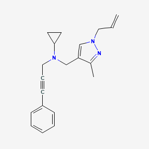 molecular formula C20H23N3 B4247902 N-[(1-allyl-3-methyl-1H-pyrazol-4-yl)methyl]-N-(3-phenylprop-2-yn-1-yl)cyclopropanamine 