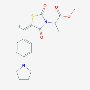 molecular formula C18H20N2O4S B424791 methyl 2-{(5E)-2,4-dioxo-5-[4-(pyrrolidin-1-yl)benzylidene]-1,3-thiazolidin-3-yl}propanoate 