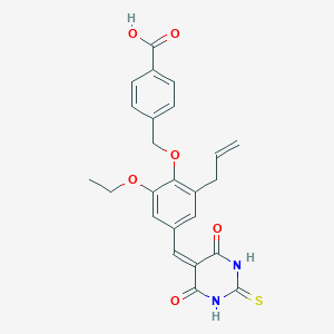 molecular formula C24H22N2O6S B424792 4-({2-allyl-4-[(4,6-dioxo-2-thioxotetrahydro-5(2H)-pyrimidinylidene)methyl]-6-ethoxyphenoxy}methyl)benzoic acid 