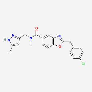 molecular formula C21H19ClN4O2 B4247923 2-(4-chlorobenzyl)-N-methyl-N-[(5-methyl-1H-pyrazol-3-yl)methyl]-1,3-benzoxazole-5-carboxamide 