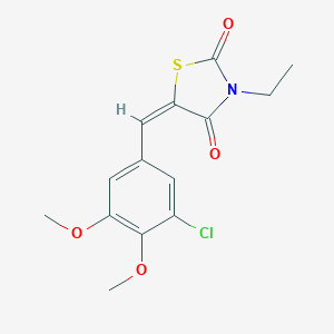 molecular formula C14H14ClNO4S B424793 (5E)-5-(3-chloro-4,5-dimethoxybenzylidene)-3-ethyl-1,3-thiazolidine-2,4-dione 