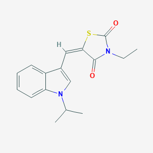 molecular formula C17H18N2O2S B424794 (5E)-3-ethyl-5-{[1-(propan-2-yl)-1H-indol-3-yl]methylidene}-1,3-thiazolidine-2,4-dione 