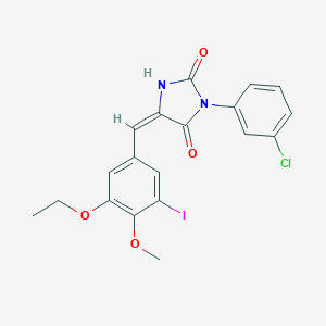 molecular formula C19H16ClIN2O4 B424796 3-(3-Chlorophenyl)-5-(3-ethoxy-5-iodo-4-methoxybenzylidene)-2,4-imidazolidinedione 