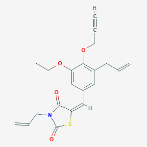 molecular formula C21H21NO4S B424797 (5E)-5-[3-ethoxy-5-(prop-2-en-1-yl)-4-(prop-2-yn-1-yloxy)benzylidene]-3-(prop-2-en-1-yl)-1,3-thiazolidine-2,4-dione 