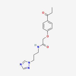 molecular formula C16H20N4O3 B4247992 2-(4-propionylphenoxy)-N-[3-(1H-1,2,4-triazol-1-yl)propyl]acetamide 