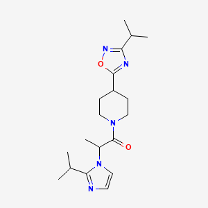 molecular formula C19H29N5O2 B4248001 1-[2-(2-isopropyl-1H-imidazol-1-yl)propanoyl]-4-(3-isopropyl-1,2,4-oxadiazol-5-yl)piperidine 