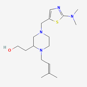 molecular formula C17H30N4OS B4248014 2-[4-{[2-(dimethylamino)-1,3-thiazol-5-yl]methyl}-1-(3-methyl-2-buten-1-yl)-2-piperazinyl]ethanol 