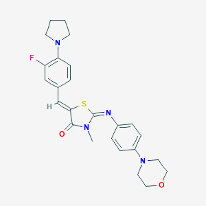(5Z)-5-[3-fluoro-4-(pyrrolidin-1-yl)benzylidene]-3-methyl-2-{[4-(morpholin-4-yl)phenyl]imino}-1,3-thiazolidin-4-one
