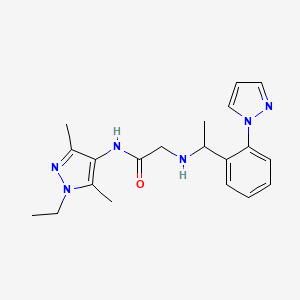 molecular formula C20H26N6O B4248091 N-(1-ethyl-3,5-dimethyl-1H-pyrazol-4-yl)-2-({1-[2-(1H-pyrazol-1-yl)phenyl]ethyl}amino)acetamide 