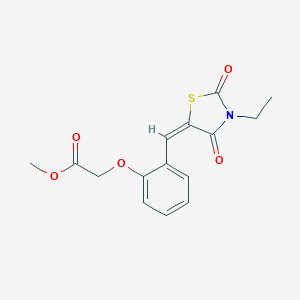 molecular formula C15H15NO5S B424810 methyl {2-[(E)-(3-ethyl-2,4-dioxo-1,3-thiazolidin-5-ylidene)methyl]phenoxy}acetate 