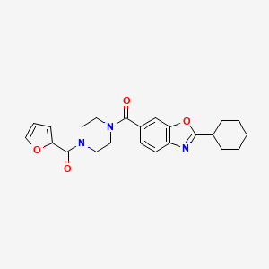 molecular formula C23H25N3O4 B4248114 2-cyclohexyl-6-{[4-(2-furoyl)-1-piperazinyl]carbonyl}-1,3-benzoxazole 