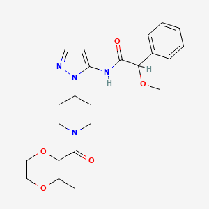 molecular formula C23H28N4O5 B4248148 2-methoxy-N-(1-{1-[(3-methyl-5,6-dihydro-1,4-dioxin-2-yl)carbonyl]-4-piperidinyl}-1H-pyrazol-5-yl)-2-phenylacetamide 