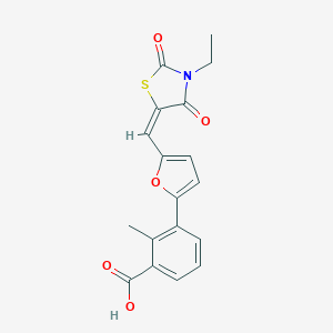molecular formula C18H15NO5S B424819 3-{5-[(3-Ethyl-2,4-dioxo-1,3-thiazolidin-5-ylidene)methyl]-2-furyl}-2-methylbenzoic acid CAS No. 593274-23-8