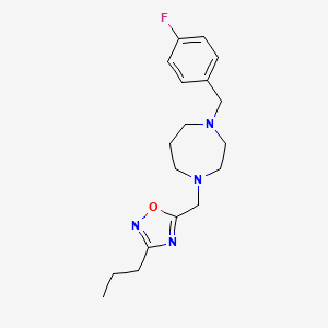 molecular formula C18H25FN4O B4248199 1-(4-fluorobenzyl)-4-[(3-propyl-1,2,4-oxadiazol-5-yl)methyl]-1,4-diazepane 