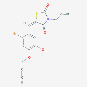molecular formula C17H14BrNO4S B424820 (5E)-5-[2-bromo-5-methoxy-4-(prop-2-yn-1-yloxy)benzylidene]-3-(prop-2-en-1-yl)-1,3-thiazolidine-2,4-dione 
