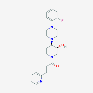 (3R*,4R*)-4-[4-(2-fluorophenyl)-1-piperazinyl]-1-[3-(2-pyridinyl)propanoyl]-3-piperidinol