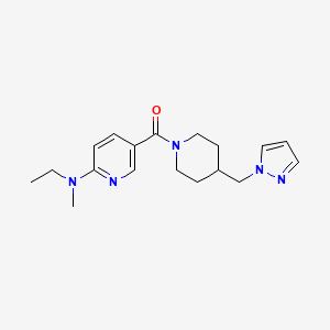 molecular formula C18H25N5O B4248262 N-ethyl-N-methyl-5-{[4-(1H-pyrazol-1-ylmethyl)-1-piperidinyl]carbonyl}-2-pyridinamine 