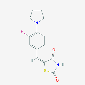 (E)-5-(3-fluoro-4-(pyrrolidin-1-yl)benzylidene)thiazolidine-2,4-dione