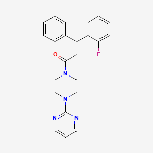 molecular formula C23H23FN4O B4248306 2-{4-[3-(2-fluorophenyl)-3-phenylpropanoyl]-1-piperazinyl}pyrimidine 