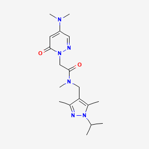 molecular formula C18H28N6O2 B4248307 2-[4-(dimethylamino)-6-oxo-1(6H)-pyridazinyl]-N-[(1-isopropyl-3,5-dimethyl-1H-pyrazol-4-yl)methyl]-N-methylacetamide 