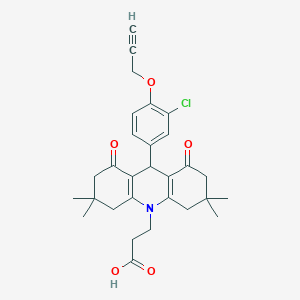 molecular formula C29H32ClNO5 B424832 3-(9-[3-chloro-4-(2-propynyloxy)phenyl]-3,3,6,6-tetramethyl-1,8-dioxo-2,3,4,5,6,7,8,9-octahydro-10(1H)-acridinyl)propanoic acid 
